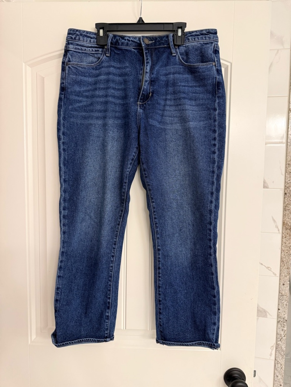 Articles Of Society Women's Dark Blue High Ride, Straight-Leg, Cropped Jeans